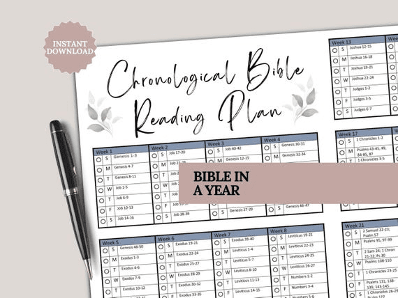 Chronological Bible in a Year Reading Plan Undated Printable Bible ...