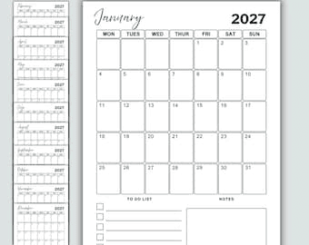 2027 11 X 17 Inch Calendar Template | INSTANT DOWNLOAD Bold Sans ...
