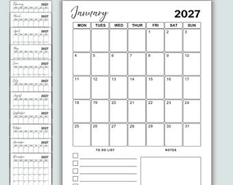 2027 11 X 17 Inch Calendar Template | INSTANT DOWNLOAD Bold Sans ...