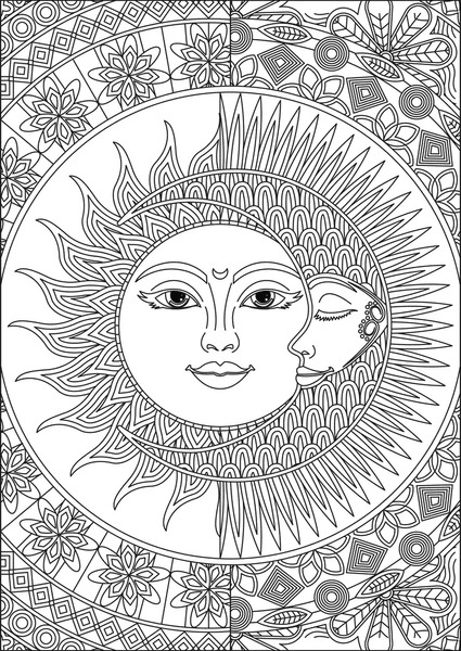 50,952 Adult Coloring Pages Sun Moon Stock Vectors and Vector Art ...