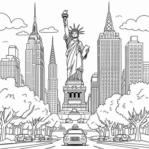 New York City Coloring Page for Kids – Fun Printable NYC Landmark ...