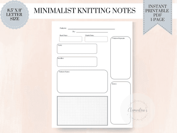 Simple Knitting Note Page, Knitting, Knitting Journal, Knitting ...