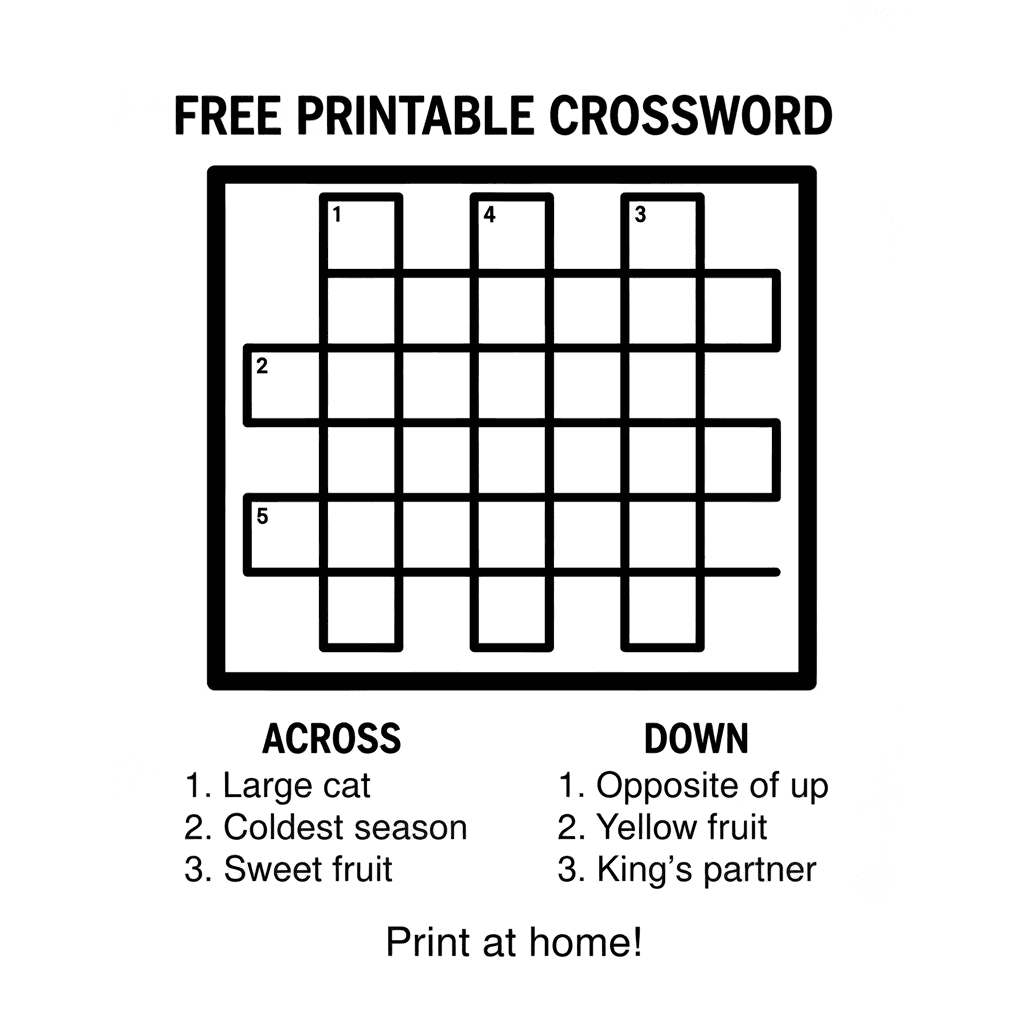 AI Generated: free printable crossword