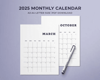 2025 Monthly Calendar Printable: Minimalist Portrait Planner (PDF ...