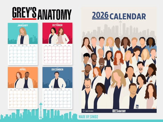 Grey's Anatomy 2026 Monthly Calendar Planner Journal Minimalist ...