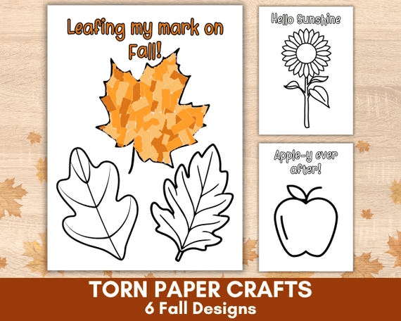 Fall Paper Craft for Kids, Torn Paper Crafts, Autumn Bundle Art ...