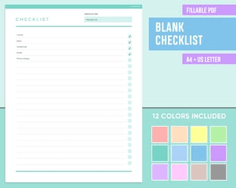 Buy Editable Blank Checklist Printable, Fillable Checklist for ...