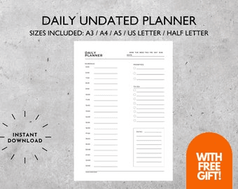 Daily Circle Planner Printable | Blank Dated Planner | Minimalist ...