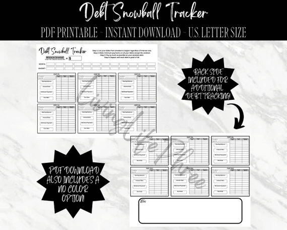 Debt Snowball Tracker (PDF PRINTABLE), Debt Payment Tracker, Debt ...