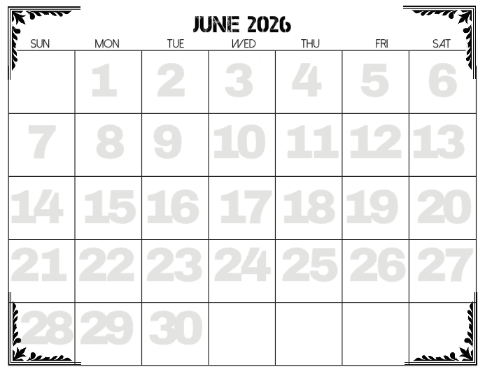 June 2026 Calendar Planner Template | PosterMyWall