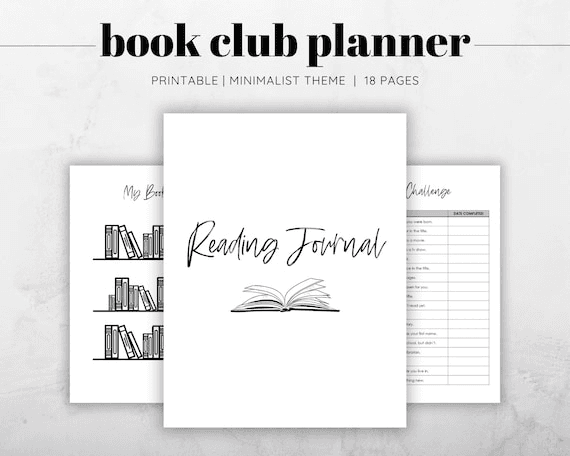Reading Journal Printable, Book Club Planner Printable, Reading ...