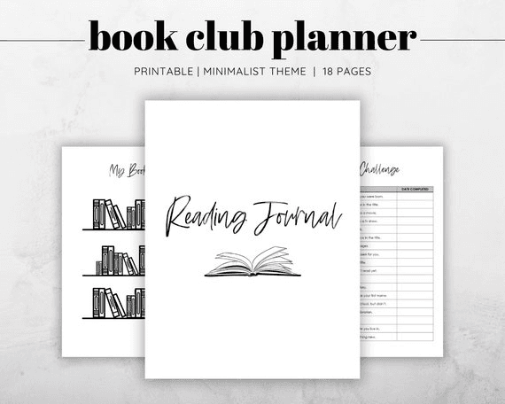 Reading Journal Printable, Book Club Planner Printable, Reading ...