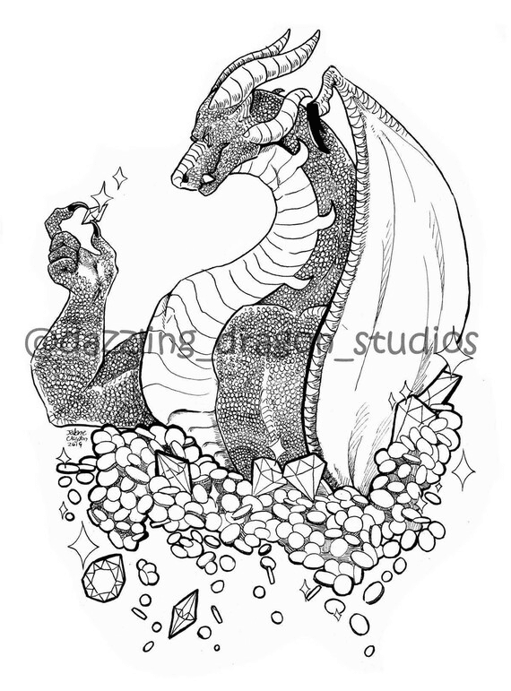 Dragon Coloring Page, Digital Download, Printable Coloring Page ...