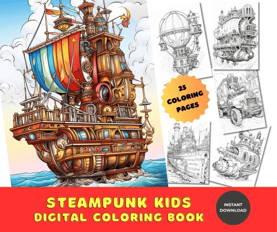 Enjoy Hours of Coloring Fun With Steampunk Fantasy Coloring Pages ...