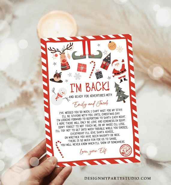 Editable Elf Arrival Letter Return Letter Christmas Elf I'm Back ...