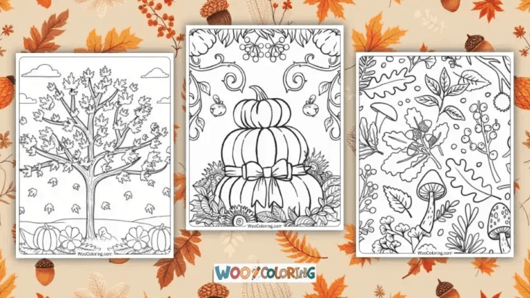 100+ Fall & Autumn coloring pages (Free PDF To Print) | Woo Coloring