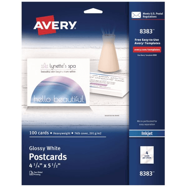 Avery Photo-Quality Printable Postcards, Inkjet, 74 lb, 4.25 x 5.5 ...