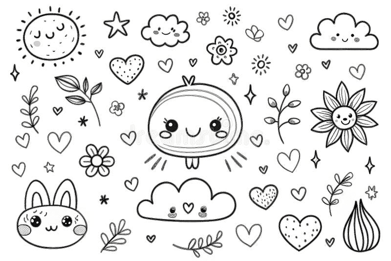 Kawaii Coloring Pages Stock Illustrations – 4,734 Kawaii Coloring ...