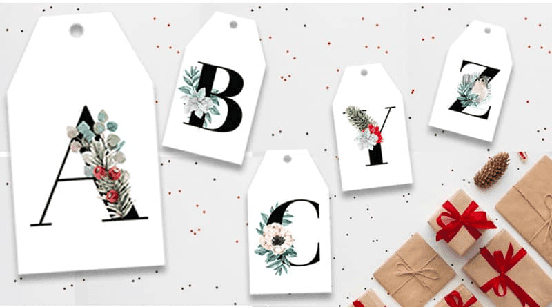 Free Printable Christmas Initial Gift Tags with Floral Alphabet ...