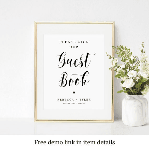 Please Sign Our Guestbook Sign Template, 100% Editable Text, Try ...
