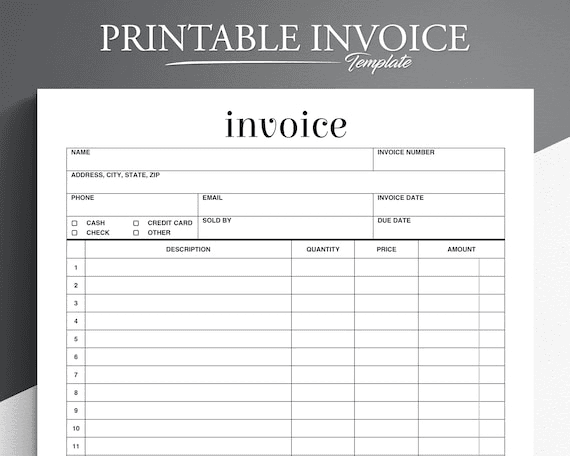 Printable Business Invoice Form: Simple & Easy (8.5x11 US Letter ...