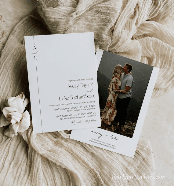 Modern Editable Wedding Invitation, Minimalist Photo Wedding ...