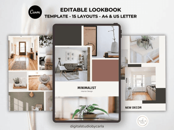 Interior Design Portfolio Template Canva | 15 Editable Pages for ...