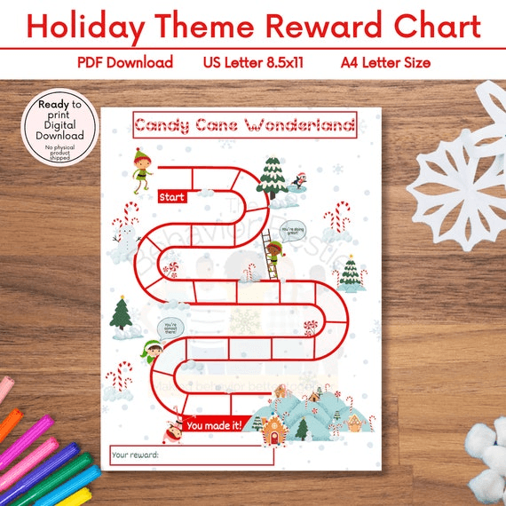 Christmas Reward Chart: Holiday Behavior Tracker (digital Download ...