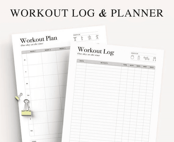 Workout Planner Printable, Exercise Log, Workout Template, Workout ...