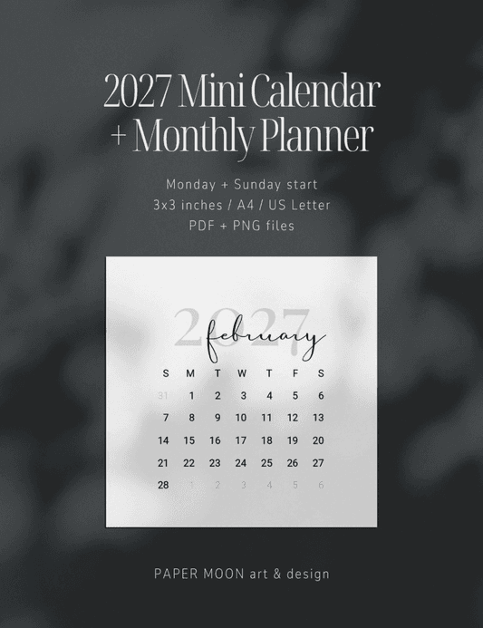Printable Planners and Calendars – PAPER MOON Art & Design