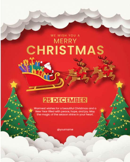 Professional Christmas Greeting Card Design Template for Instagram ...