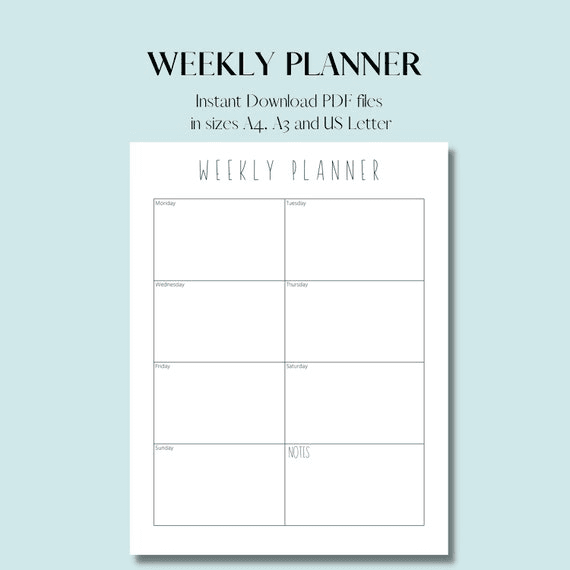 Weekly Planner L Minimalist Planner L Clean, Neat and Simple Style ...