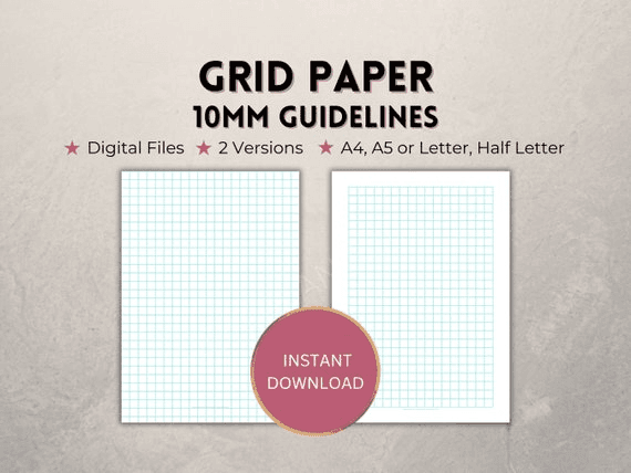 Printable Grid Paper, Light Blue 10mm Guidelines, Instant Download ...