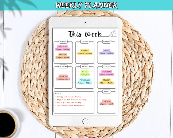 Minimalist Weekly Planner Printable Digital Download Undated PDF ...