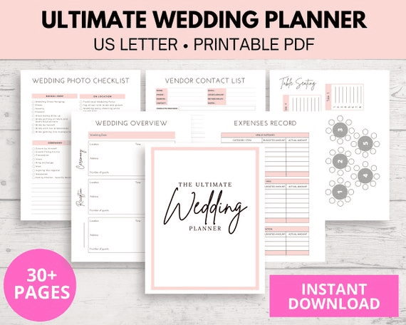 Printable Wedding Planner Template Bundle | Wedding Planner Book ...