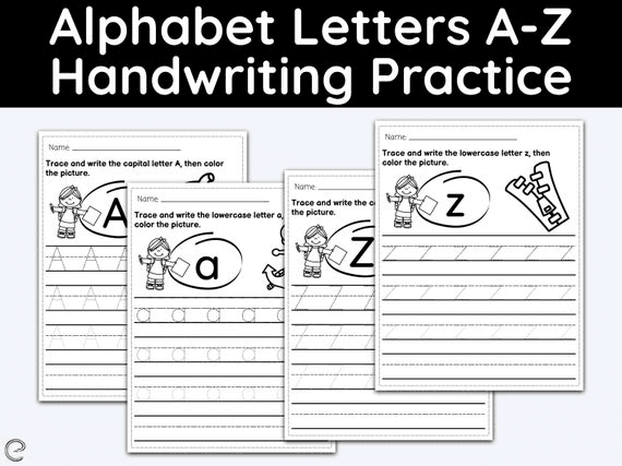 52 Alphabet Handwriting Practice Worksheets, Education Printables ...