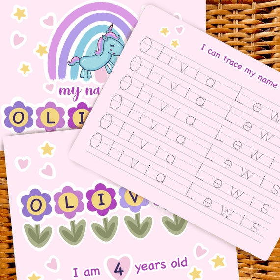 Personalized Name Tracing Worksheet: Kids Handwriting Practice - Etsy