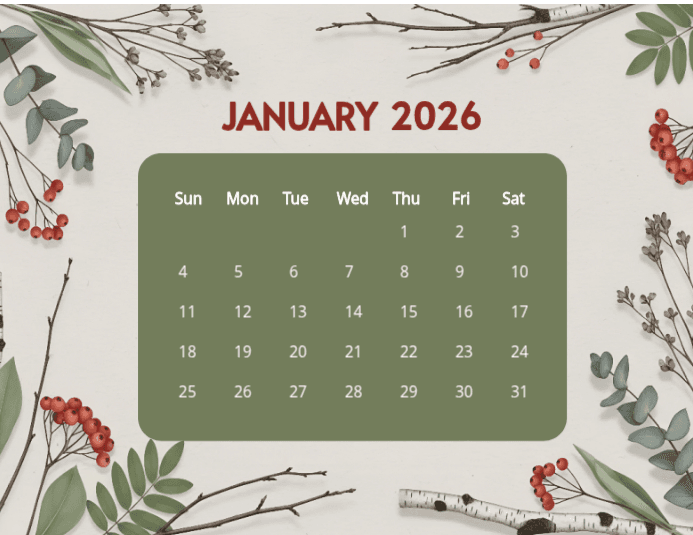 White Maximalist January 2026 Calendar Flyer (us Letter) Template ...