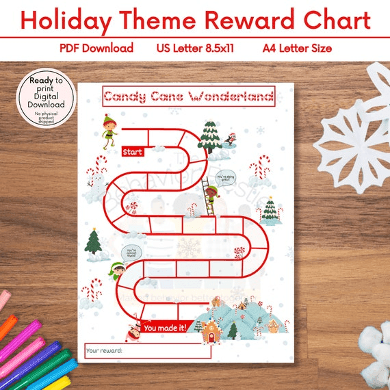 Christmas Reward Chart: Holiday Behavior Tracker (digital Download ...