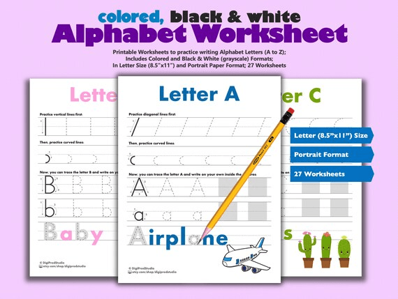 Printable Alphabet Worksheets, Tracing Letters, Practice Writing ...