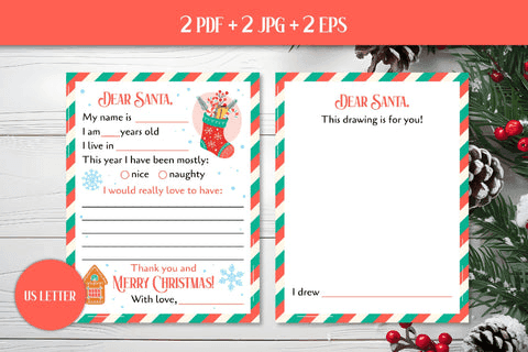 Letter to Santa Printable | Dear Santa Letter PDF | Cute Christmas ...