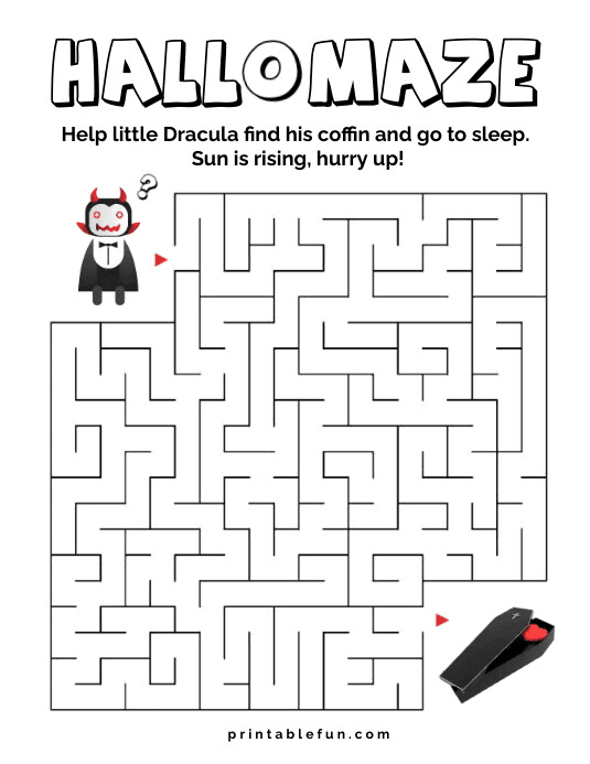 Maze puzzle printable for kids halloween page Template | PosterMyWall