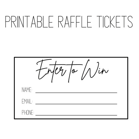 Printable Raffle Ticket | Raffle Tickets Printable |enter to Win ...