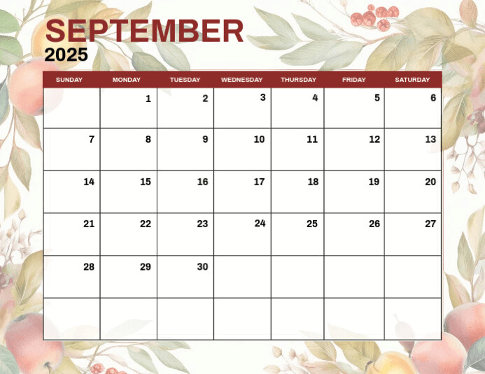 September 2024 Monthly Events Calendar Template | PosterMyWall
