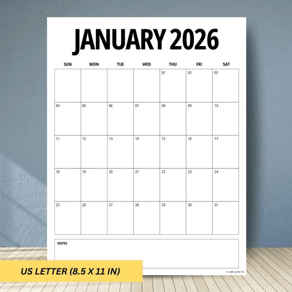 2026 Minimalist Calendar: Printable Portrait Planner (a4/letter ...
