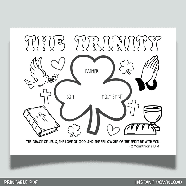 Holy Trinity Christian Coloring Page Printable Kids Activity Jesus ...
