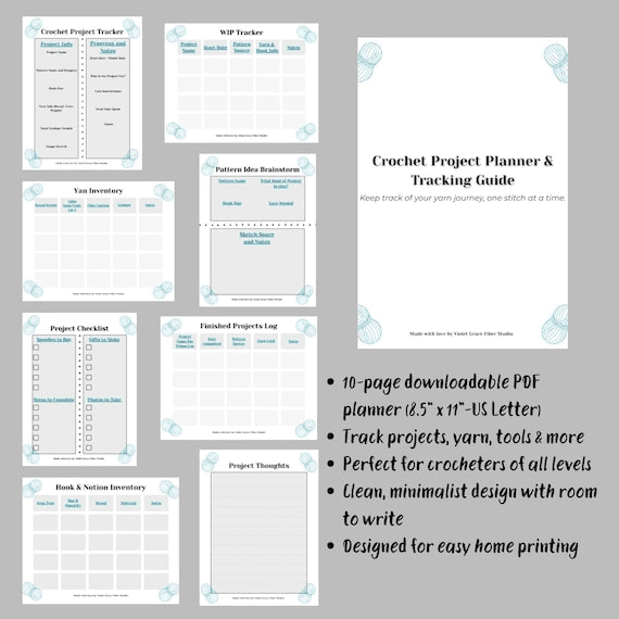 Crochet Planner Digital | Printable Crochet Project Organizer PDF ...