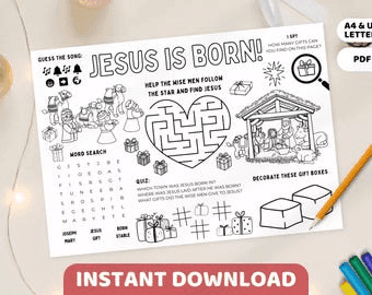 Christmas Christian Activity Placemat Printable | Jesus Nativity ...