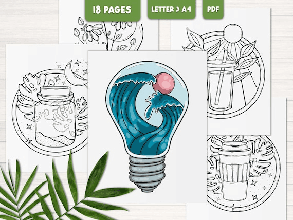 Boho Coloring Pages for Adults, Anxiety Relief Printable Coloring ...