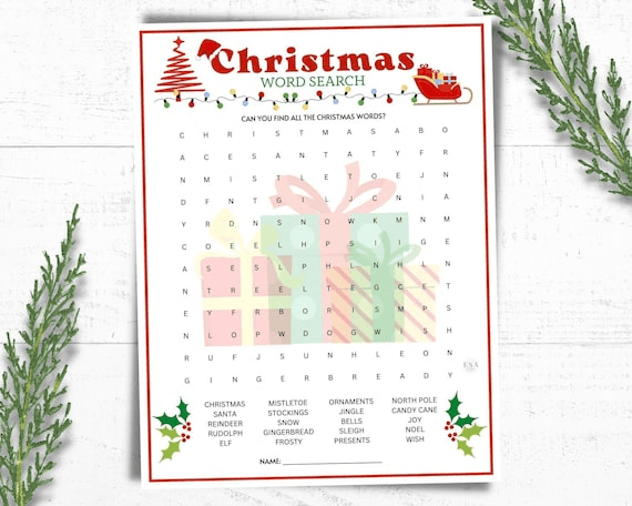 Christmas Word Search Game: Family Holiday Activity (PDF) - Etsy